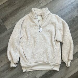 New American Eagle Cream Sherpa Half-Zip